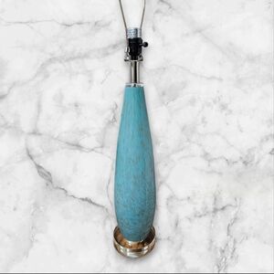 RARE MCM Murano Phoenician Glass Base Table Lamp Marble Blue Spatter Swirled
